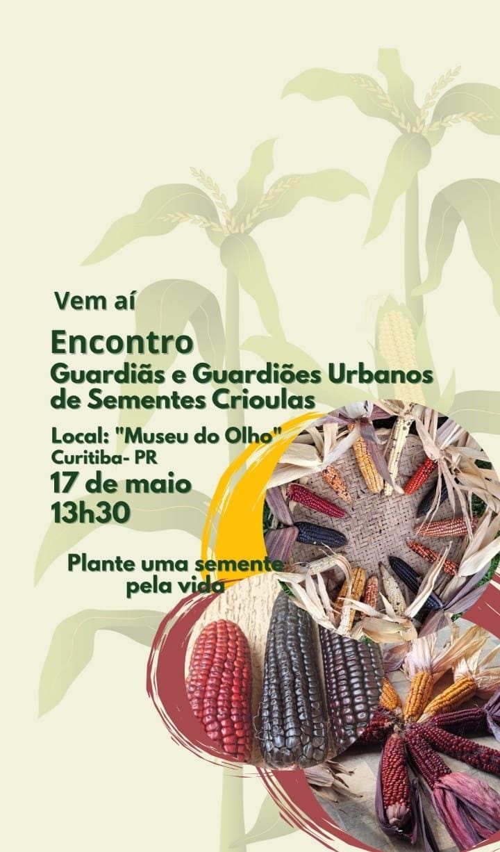Inscrições para o evento de extensão: Encontro de Guardiãs e Guardiões Urbanos de Sementes Crioulas. Você que é guardiã/guardião,e plantou semente em área urbana; você que ainda não é, mas gostaria de ser e com isso proteger as sementes crioulas, é nosso (a) convidado (a) especial. Faça sua inscrição para garantir sua participação! Museu Oscar Niemeyer - MON / R. Mal. Hermes, 999 - Centro Cívico, Curitiba - PR https://maps.app.goo.gl/uUo1KaoRpu49UdAZ6?g_st=ac